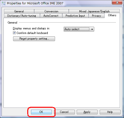 「OK」をクリックします