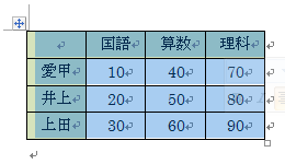 削除したい表をドラッグして選択します
