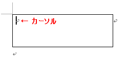 罫線で囲まれた中にカーソルが表示されていると、その中に文章の入力や図の挿入ができます