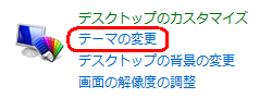 表示方法が「カテゴリ」になっていることを確認し、「テーマの変更」をクリックします