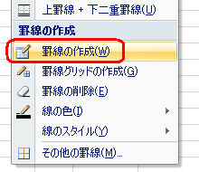 表示された一覧から、「罫線の作成」をクリックします