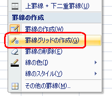 表示された一覧から、「罫線グリッドの作成」をクリックします
