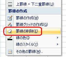 表示された一覧から、「罫線の削除」をクリックします