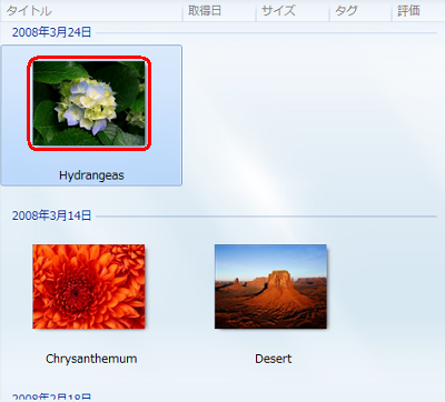 表示される最初の画像をダブルクリックします