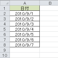 Excel 2010を起動し、日付を入力します