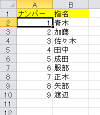 連続するデータに連番を入力できたことを確認してください