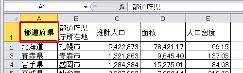 任意の表を表示し、書式をコピーしたいセルをクリックします
