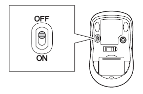 マウス底面の電源スイッチを「OFF」にします