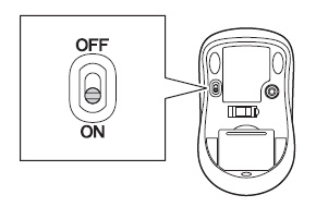 マウス底面の電源スイッチを「ON」にします