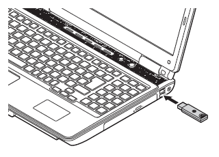 リモコン受信用ユニットをパソコンに取り付けていない場合は、パソコンのUSBコネクタに取り付けます