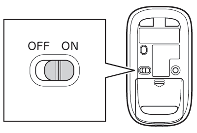 マウス底面の電源スイッチの位置を「ON」にします