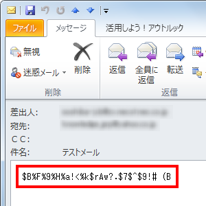 メール本文が文字化けしている状態