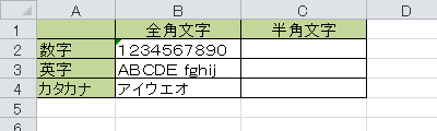 半角文字に変換したい値が入力されているシートを表示します