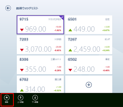 画面下部に表示されたアプリバーから「削除」をクリックします
