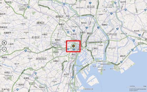 自分の位置を中心に地図が表示されます