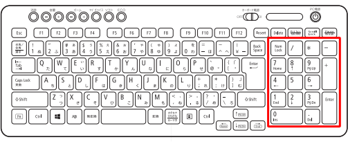 キーボードのテンキー（一例）