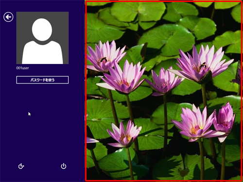 ピクチャパスワードの画面で、設定したジェスチャを行います