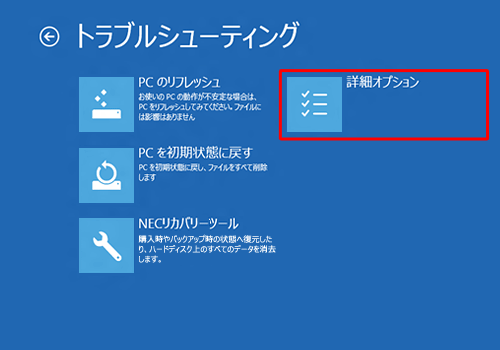 「詳細オプション」をクリックします