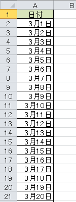 カレンダーの日付を入力したファイルを表示します