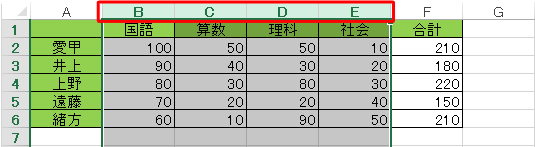 折りたたんで非表示にする行や列をドラッグして、範囲選択します