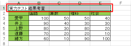 均等割り付けを行うセルをドラッグして、範囲選択します