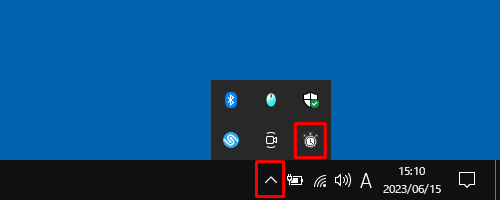フィルターキー機能を有効にすると、通知領域から「隠れているインジケーターを表示します」をクリックして、表示される一覧に「フィルターキー機能」アイコンが表示されます