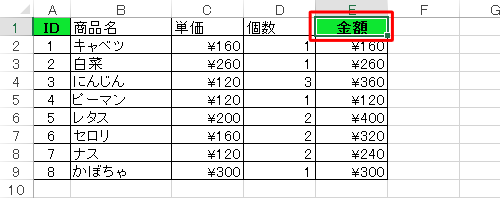 貼り付け先のセルをクリックします