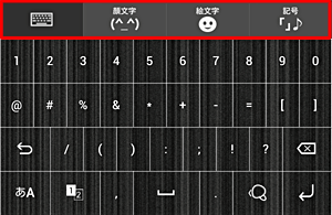 キーボードの上部に記号や特殊文字が表示されます