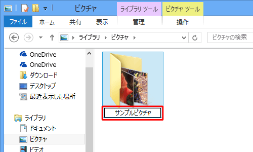 「サンプルピクチャ」と入力し、「Enter」キーを押します