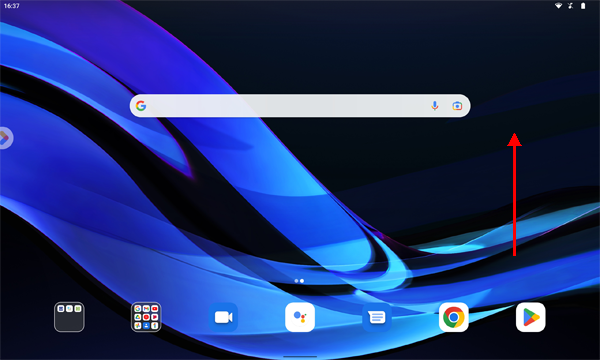 ホーム画面を開き、画面下部から上にスワイプします