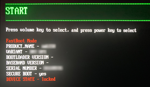 電源ボタンと音量ダウンまたは音量アップボタンを同時に押し続け、「START」が表示されたら両方のボタンを同時に離し、その後電源ボタンを押して起動してみてください