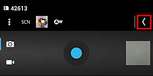 「戻るアイコン」をタップし、カメラ機能の設定バーを閉じます
