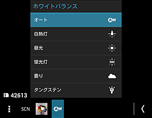 ホワイトバランス画面