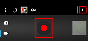 「戻るアイコン」をタップし、ビデオ機能の設定バーを閉じます
