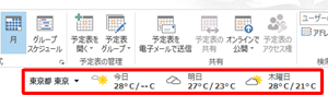 天気予報が表示されている状態