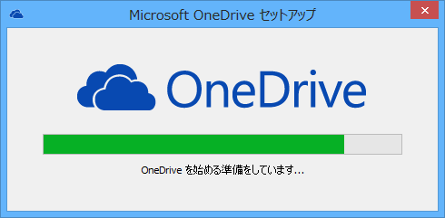 「Microsoft OneDriveセットアップ」が表示されたら、次の画面が表示されるまでしばらく待ちます