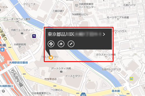 地図上にお気に入りの場所が表示されます