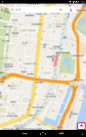 「マップ」を起動し、「現在地」ボタンをタップします