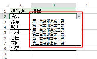 ドロップダウンリスト