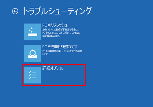 「詳細オプション」をクリックします