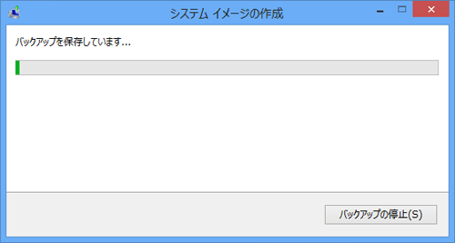 「バックアップを保存しています…」というメッセージが表示されるので、しばらく待ちます