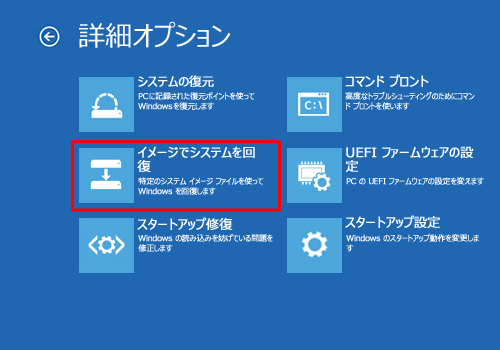 「イメージでシステムを回復」をクリックします