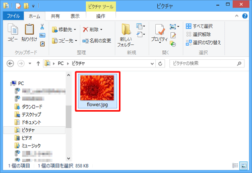保存先のフォルダーを表示して、ファイルがダウンロードされたことを確認してください