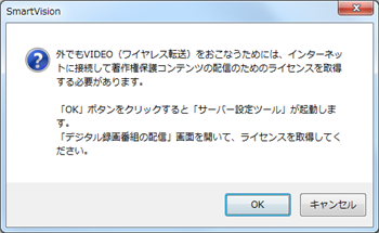 「外でもVIDEO（ワイヤレス転送）をおこなうためには…」メッセージ