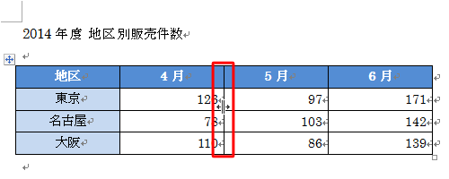 幅を変更したい列の境界線上にマウスポインターを合わせます