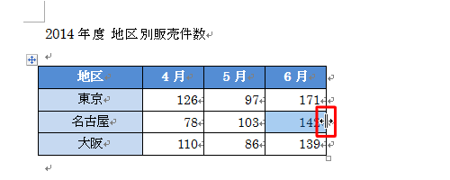 幅を変更したいセルの枠線上にマウスポインターを合わせます