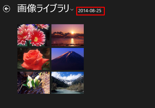 取り込んだ日付の名前でフォルダーが自動的に作成され、取り込んだ写真や動画のサムネイルが一覧表示されていることを確認してください