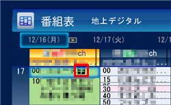 「リモコンで操作する画面」の番組表