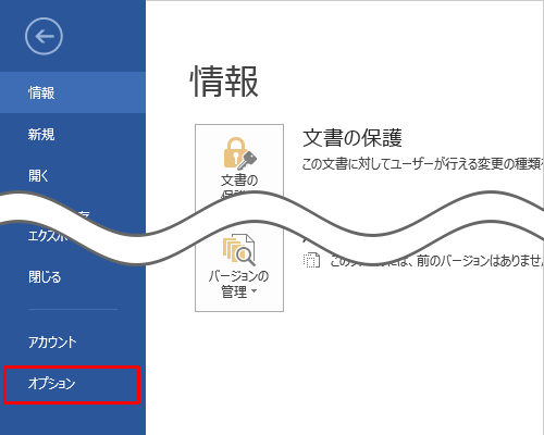「オプション」をクリックします