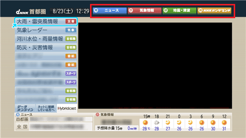 TVのデータ放送の画面例